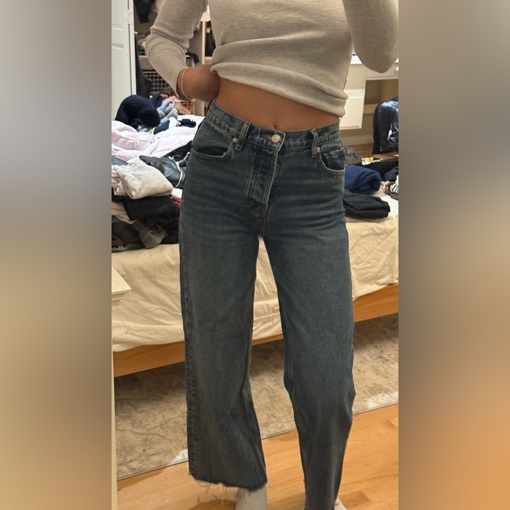 Princess Polly Dark Blue Straight Leg Jeans